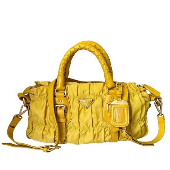 PRADA Tessuto Nylon Yellow 2-Way Gaufre Bag Rare - Picture 2 of 15